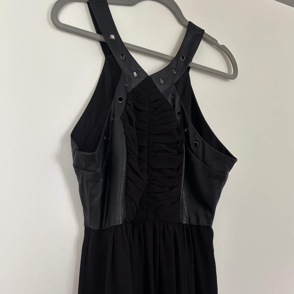 Bcbg generation leather chiffon dress black
